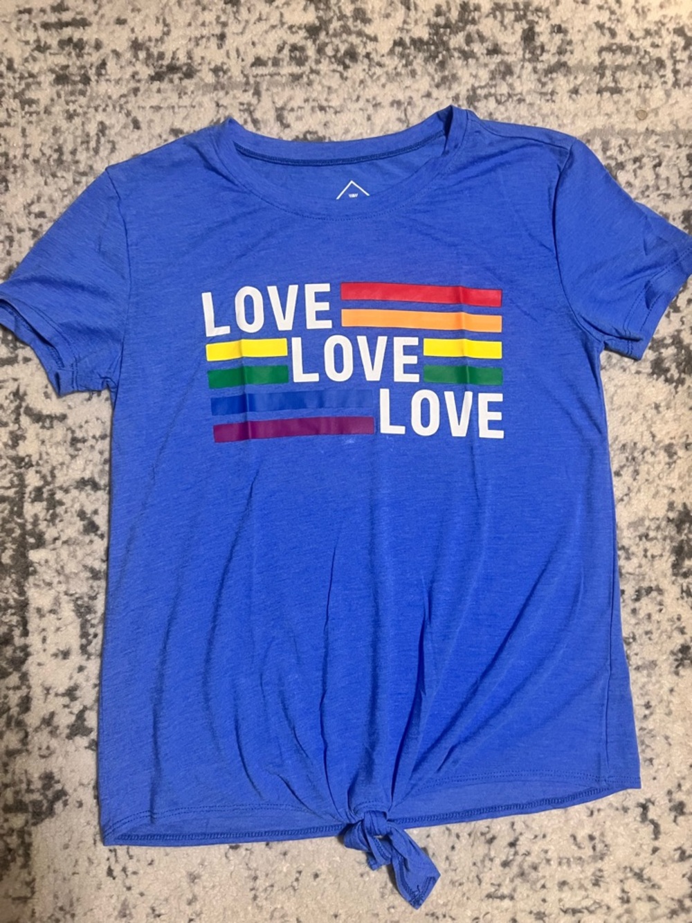 Blue 'Love' Pride Graphic Tie-Front Tee